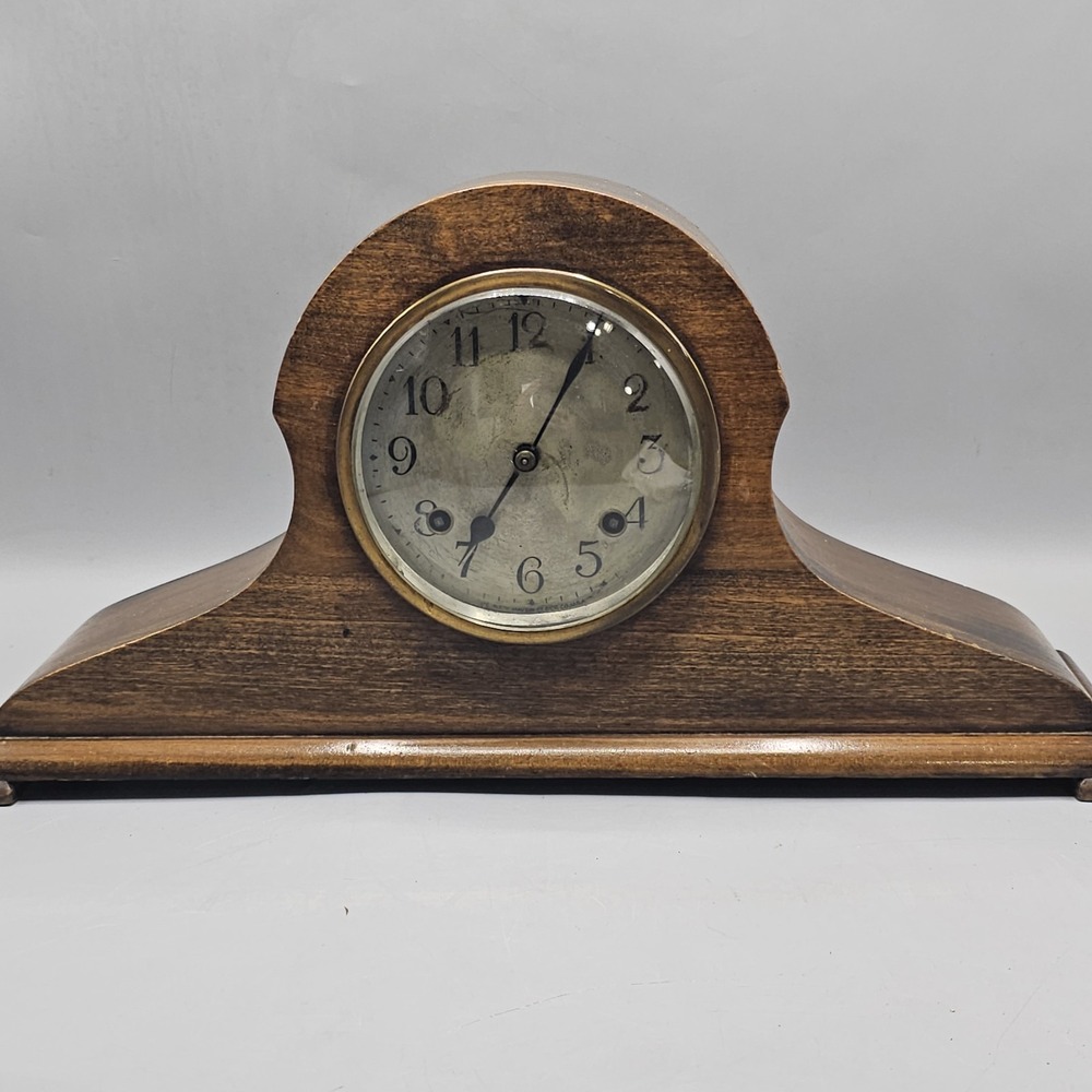 Antique 20's 30s New Haven Clock Co Wood Mantle Clock Not Working HAVE KEY